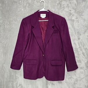 Urban Wool Merino Womens Burgundy Wool Blazer Size 18 Quiet Luxury Career